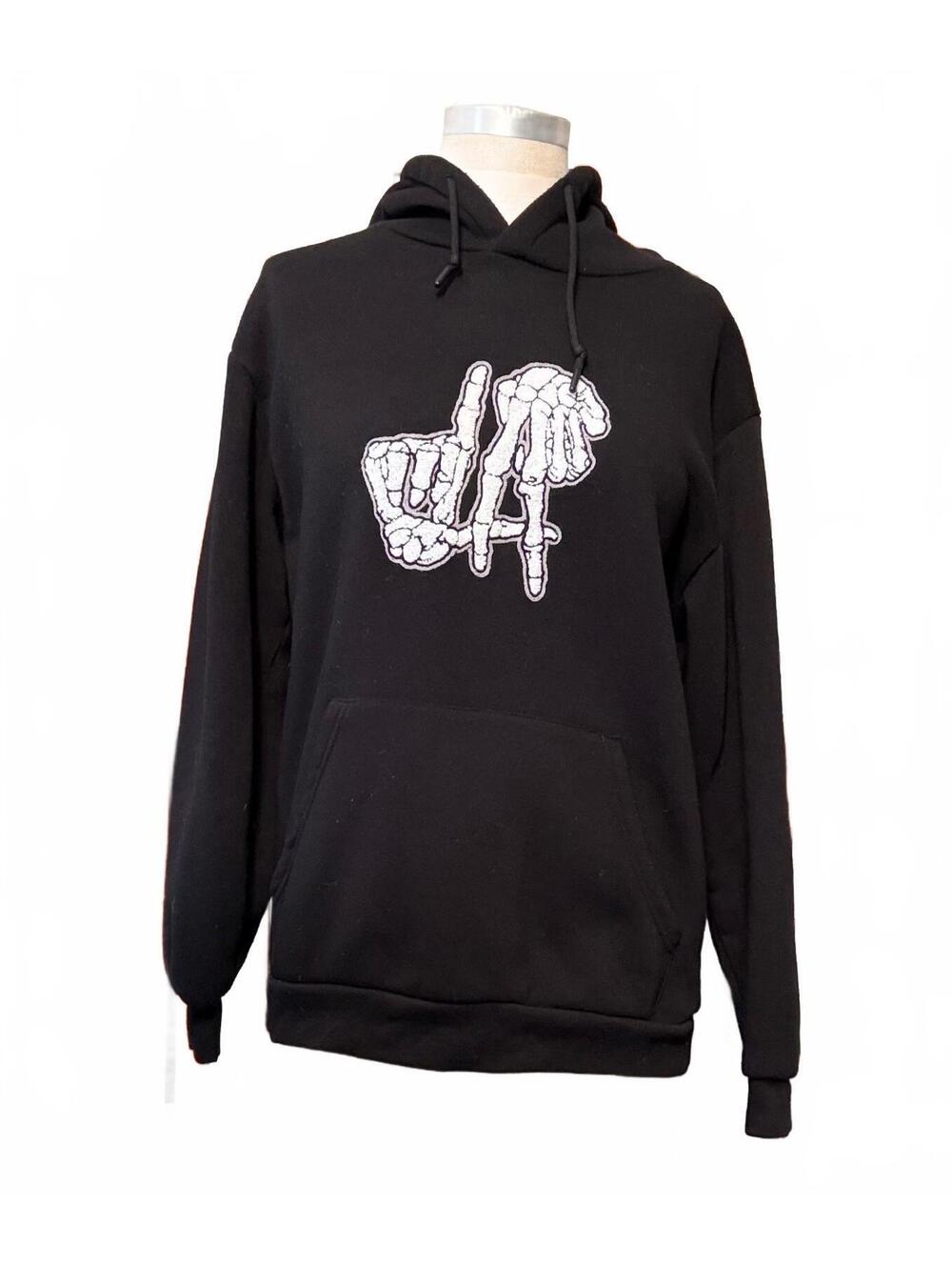 Original Deluxe Supply M Black Skeleton LA Chenille Graphic Hoodie
